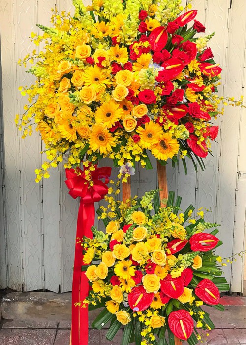 Hoa Chúc Mừng Tone Vàng Đỏ